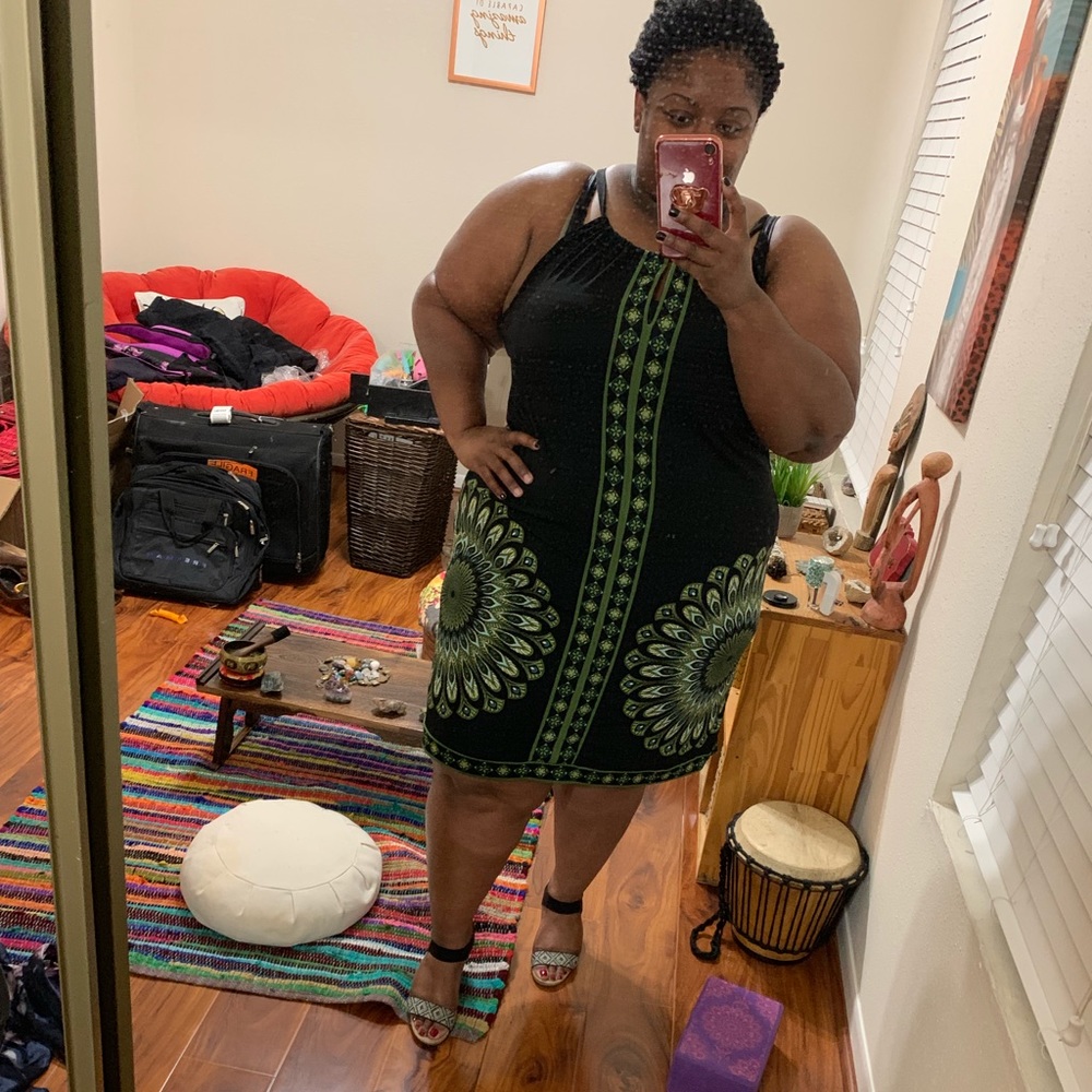 Black and Green halter dress